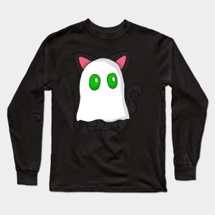 Cartoon Ghost Cat Long Sleeve T-Shirt